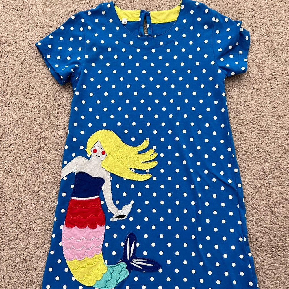 NWOT Mini Boden Inspired appliqué jersey dress- 8Y/130 cm